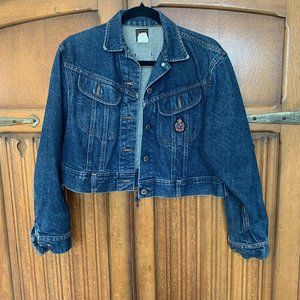 Vintage '80s Lee Cropped Trucker Denim Jacket Size 36S/M With Removable Patch